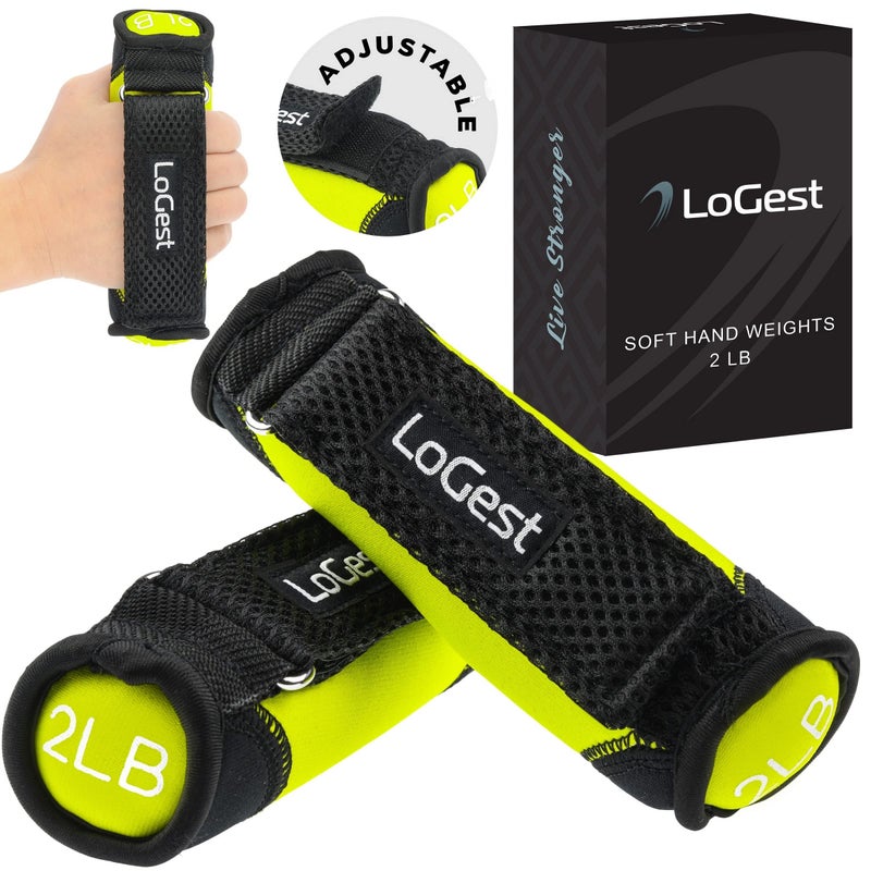 LoGest Soft Hand Weights Adjustable Straps - Comes in 1LB Weights or 2LB or 3LB 4LB - Comfortable & Secure Weighted Neoprene Dumbbells with Straps for Walking Running Cardio Workout Physical Therapy - Image 1