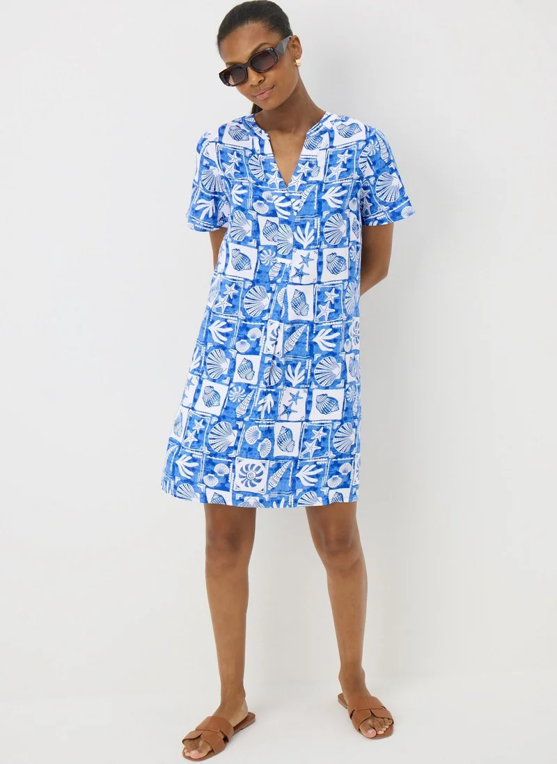 Matalan Blue Shell Pattern Popover Tunic Dress