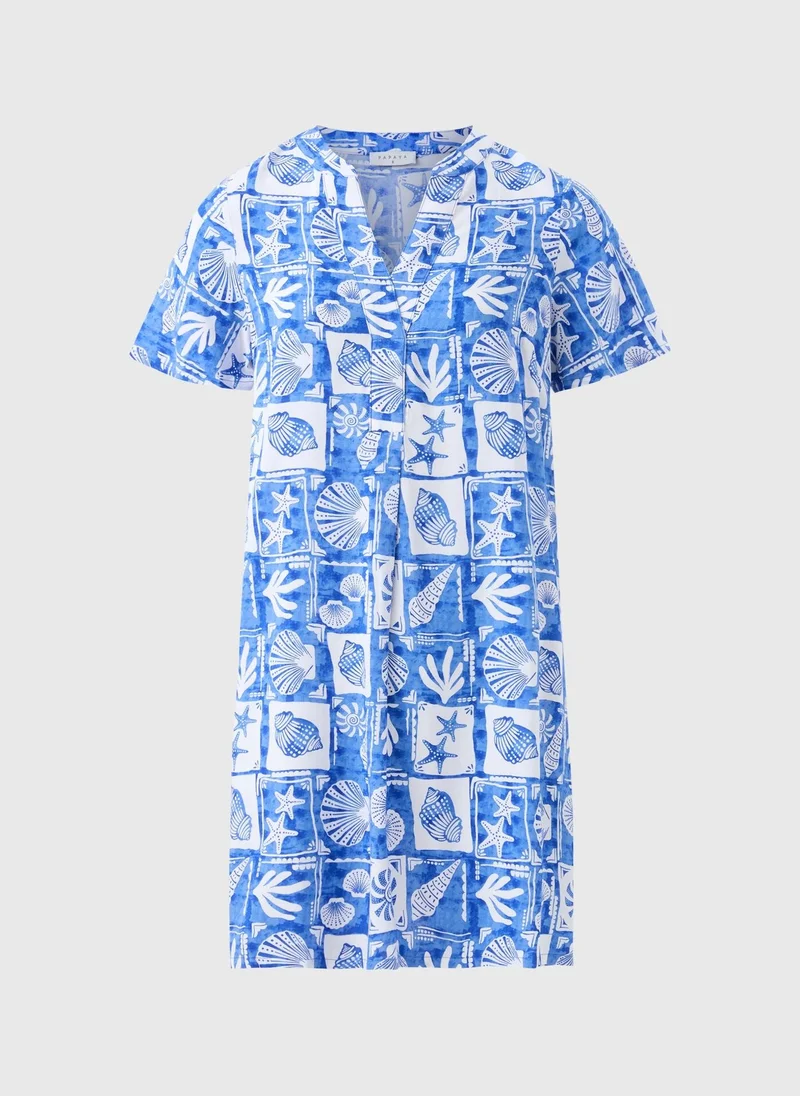 Matalan Blue Shell Pattern Popover Tunic Dress