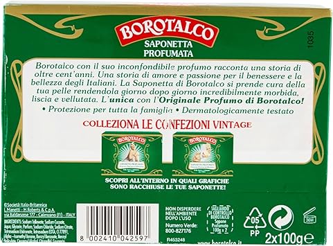 Borotalco صابون بوروتالكوا الصلب صابون معطر برائحة بوروتالكوم مثالي لنظافة يديك لبشرة ناعمة ومخملية عبوتان 100 جرام - Image 3