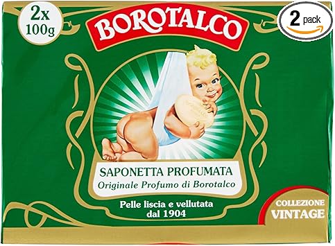 Borotalco صابون بوروتالكوا الصلب صابون معطر برائحة بوروتالكوم مثالي لنظافة يديك لبشرة ناعمة ومخملية عبوتان 100 جرام - Image 1