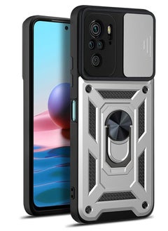 Generic Case Cover Shockproof Windows Protective Case with Camera Protection and Metal Ring Compatible with Redmi Note 10s / Redmi Note 10 4G (Silver) 