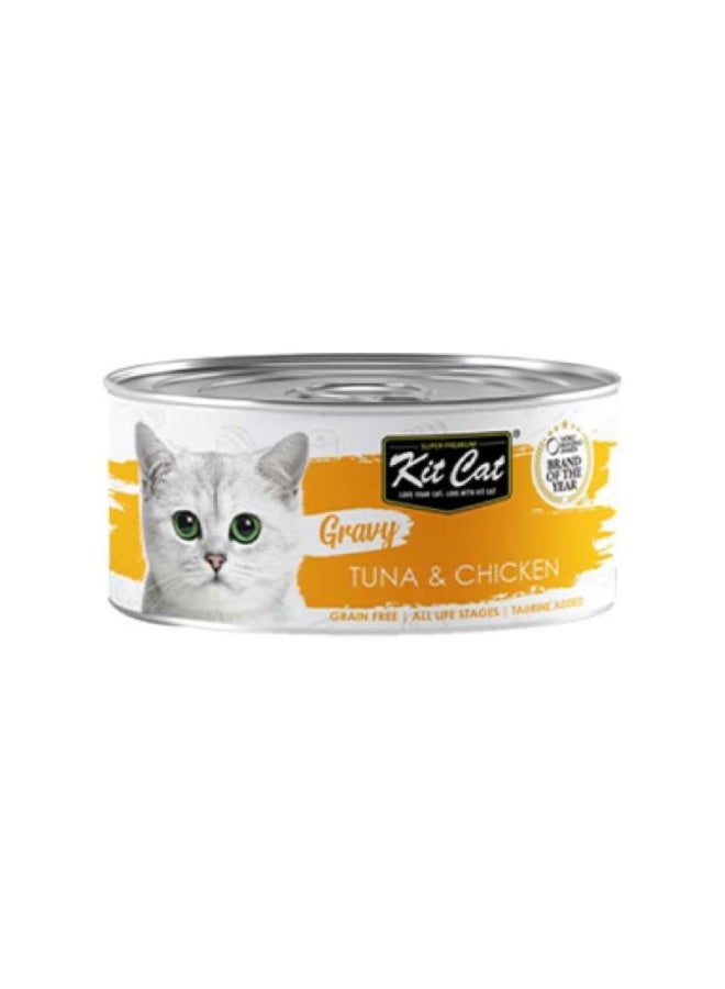 Kit Cat Tuna and Chicken in Gravy Premium Wet Cat Food Grain Free with Taurine for All Life Stages High Protein Balanced Nutrition for Healthy Growth and Digestion