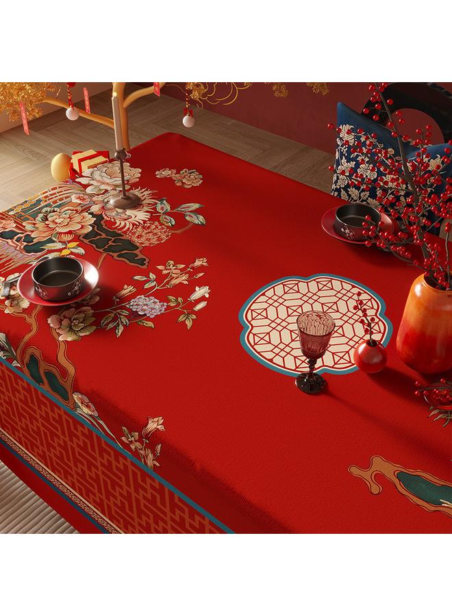 Bluejw 2025 New Year Atmosphere Tablecloth Year Of The Snake Spring Festival Tea Table Cloth Light Luxury Design Sense Waterproof New Year Tablecloth Red - Image 1