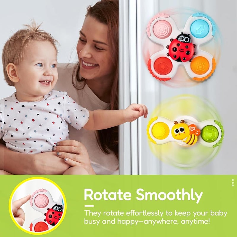 ALASOU 3PCS Pop Suction Cup Spinner Toys for 1 Year Old Boy Girl|Novelty Spinning Tops Toddler Toys Age 1-2|Sensory Baby Bath Toy for Toddlers 1-3|12 18 Months Boy Birthday Gift for Infant - Image 5
