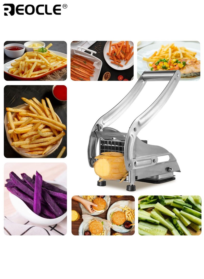 REOCLE Stainless Steel Fruit Vegetable Cutter Heavy Duty Potato Chipper French Fries Slicer for Carrot Cucumber Onion Multi-Purpose Kitchen Chopper - Image 4