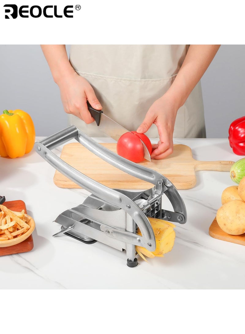 REOCLE Stainless Steel Fruit Vegetable Cutter Heavy Duty Potato Chipper French Fries Slicer for Carrot Cucumber Onion Multi-Purpose Kitchen Chopper - Image 5