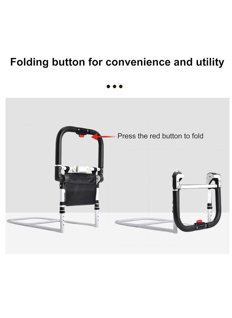 Generic - Retractable bedside safety rails, standing aids for the elderly and disabled, and foldable maternity drop barriers, height adjustable from 21.2 to 24.4 inches (foldable) - Image 1