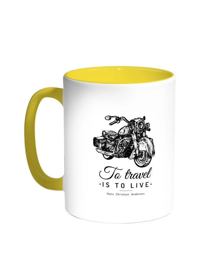 RKN Motorcycle Printed Coffee Mug Yellow/White 11ounce - Image 2