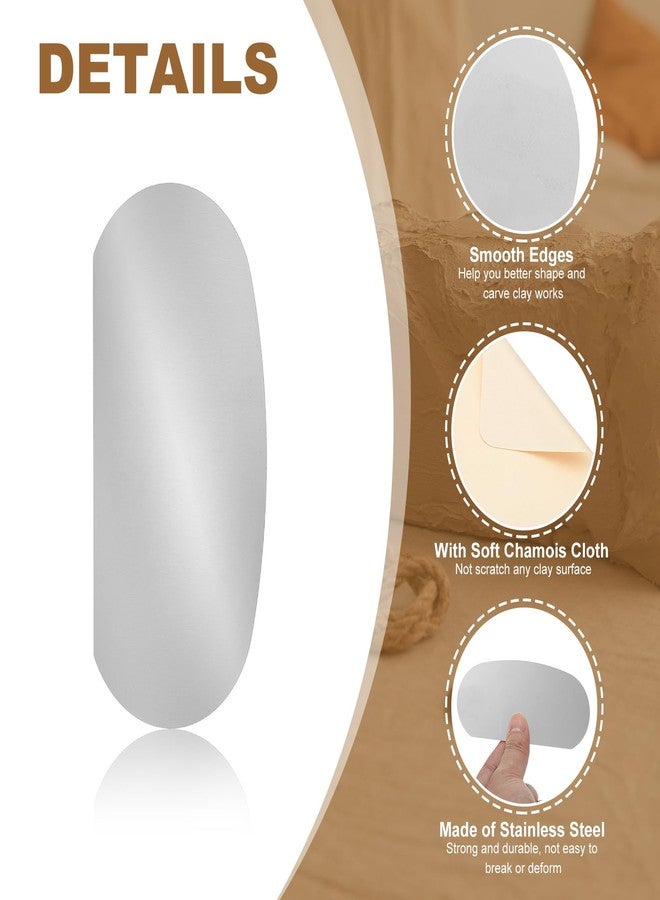 YOKIVE 6Pcs Steel Pottery Tools, Serrated Scraper Clay Ribs 3.94" x 1.99" Stainless Steel Sculpture Modeling Cutter Ceramic Tools with 2 Beige Chamois Cloth - Image 3