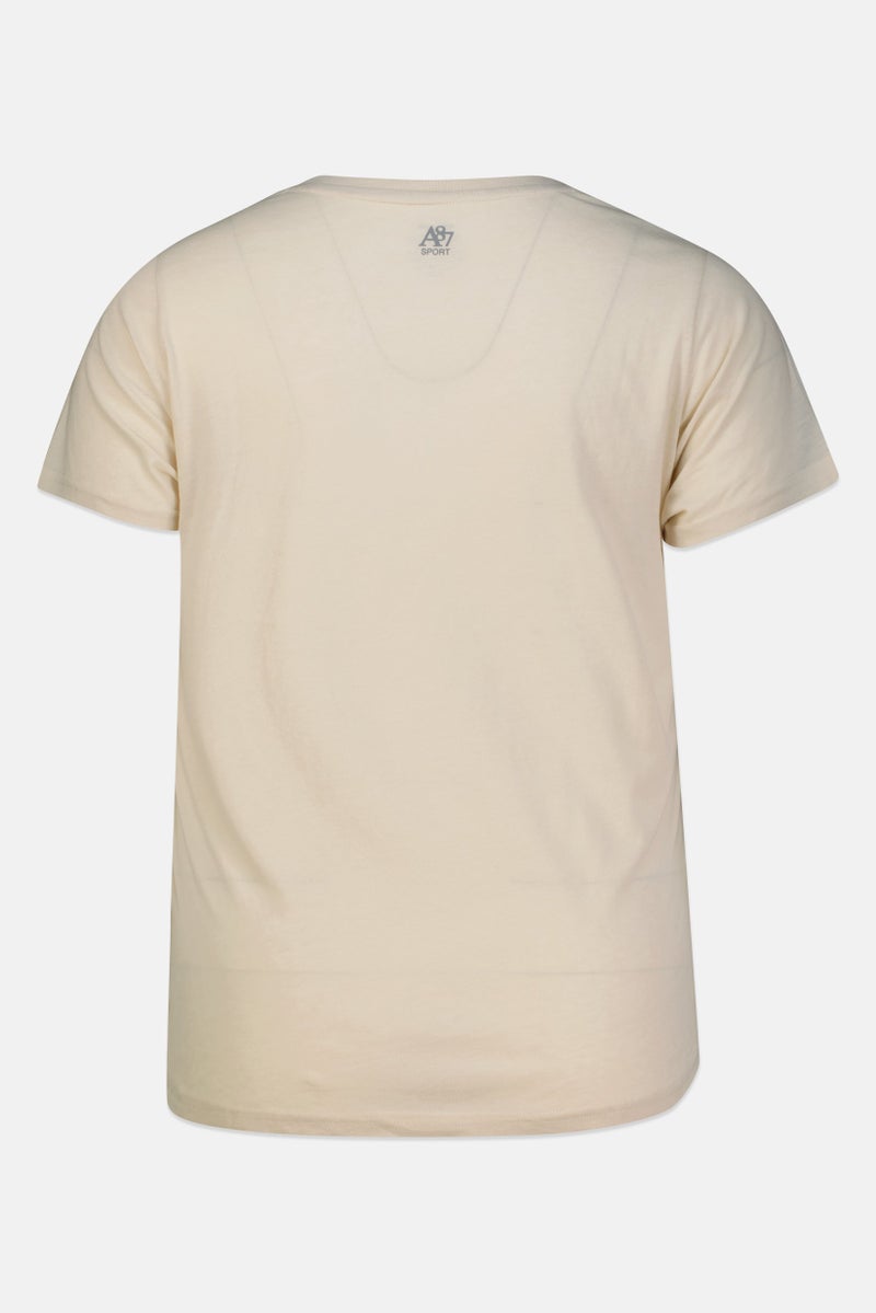 Aeropostale تي شيرت تدريب قصير الأكمام للنساء بحجم كبير، بيج - Image 3