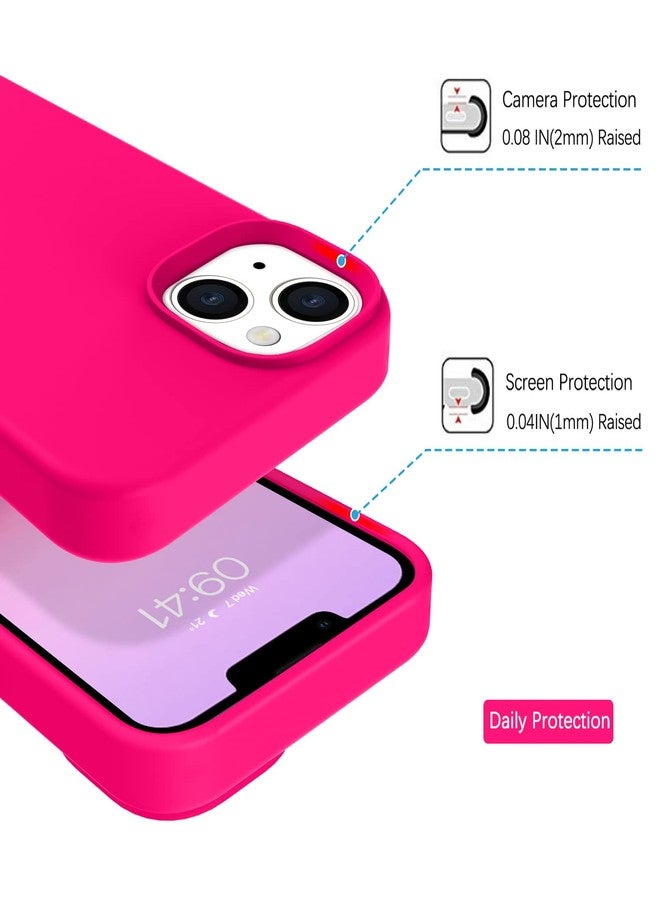 بنتوبين جراب BENTOBEN لهاتف iPhone 14 Plus، غطاء هاتف نحيف من السيليكون السائل والمطاط الناعم المقاوم للخدش والصدمات مع بطانة من الألياف الدقيقة، لون وردي فاقع - Image 5