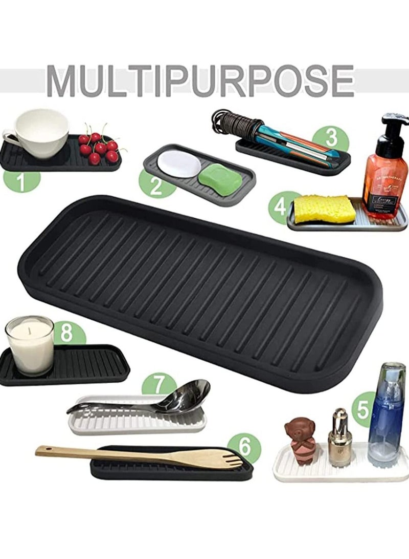 KASTWAVE 2 Pack Silicone Sponge Holder Kitchen Sink Organizer Tray Dish Caddy Soap Dispenser Scrubber Spoon Holder Dishwashing Accessories - Image 2