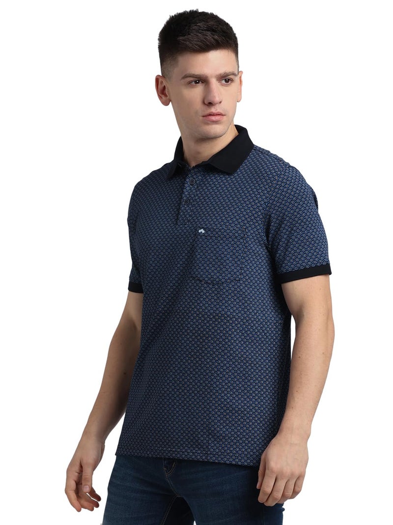 Turtle Men Cotton Stretch Slim Fit Blue Polo T-Shirt - Image 3
