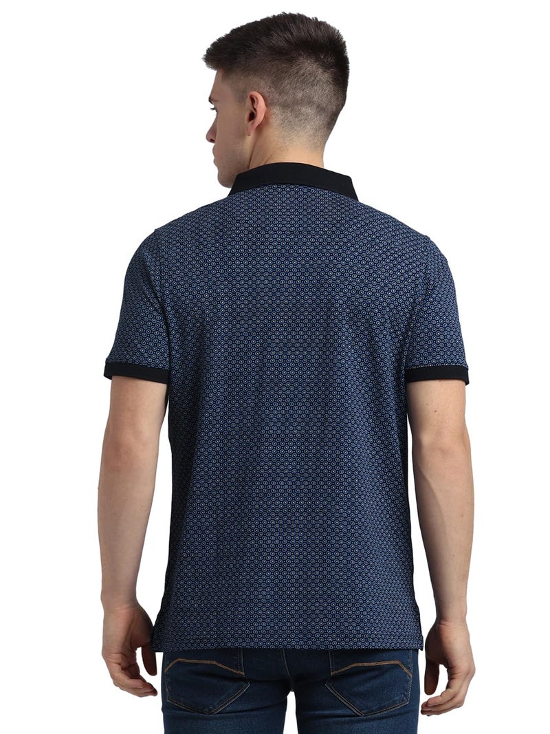 Turtle Men Cotton Stretch Slim Fit Blue Polo T-Shirt - Image 2