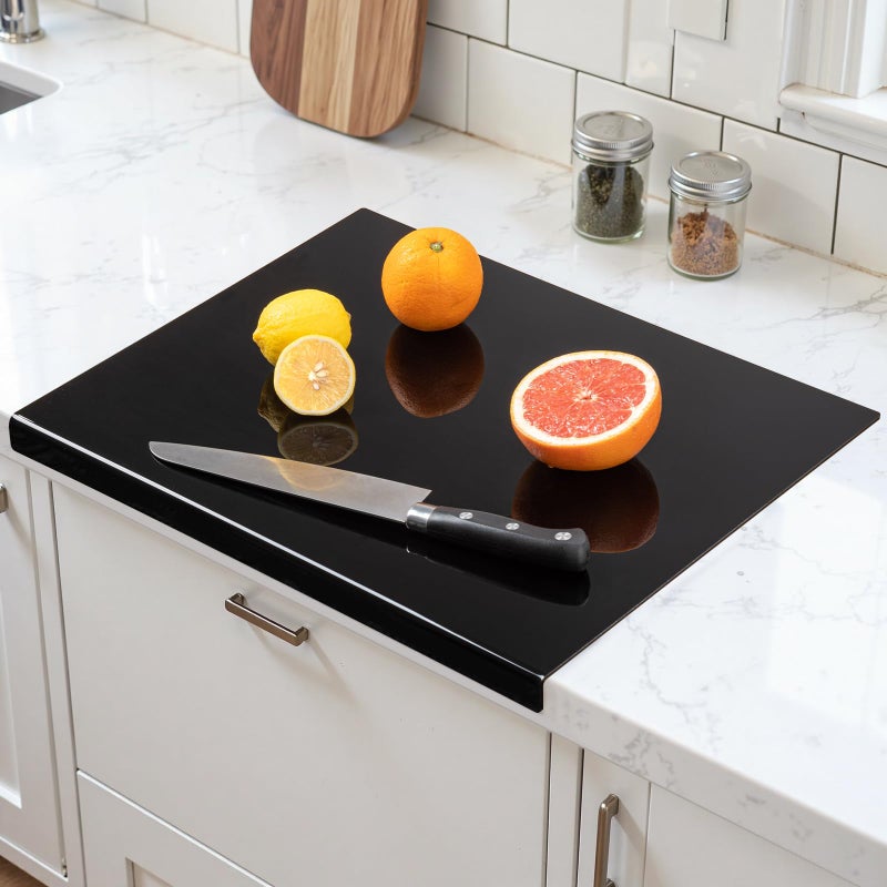Gracenal Acrylic Cutting Board with Counter Lip, 17.5x13.5 Inch Clear Cutting Boards for Kitchen Counter, Large Cutting Board Non Slip for Countertop Protector, Apartment Essentials Kitchen Decor Gifts, Black - Image 1
