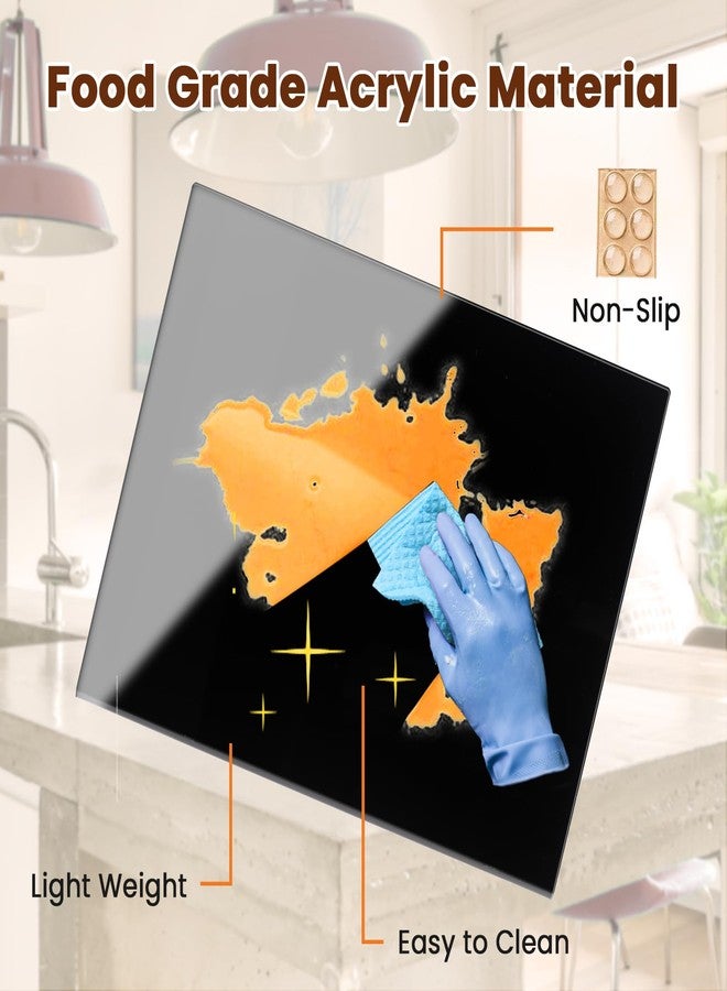 Gracenal Acrylic Cutting Board with Counter Lip, 17.5x13.5 Inch Clear Cutting Boards for Kitchen Counter, Large Cutting Board Non Slip for Countertop Protector, Apartment Essentials Kitchen Decor Gifts, Black - Image 3