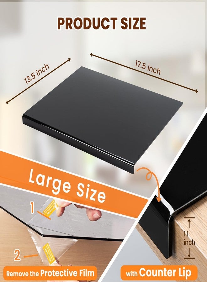 Gracenal Acrylic Cutting Board with Counter Lip, 17.5x13.5 Inch Clear Cutting Boards for Kitchen Counter, Large Cutting Board Non Slip for Countertop Protector, Apartment Essentials Kitchen Decor Gifts, Black - Image 2