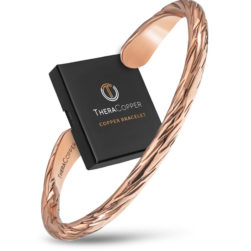 TheraCopper Copper Bracelet for Men & Women â€” 100% Pure Copper Bracelets â€” Raw, Solid & Uncoated Authentic Handmade Tibetan Bracelet Cuff Bangles (Distressed) - Image 1