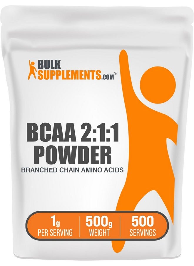 بالك سابلمنتس مسحوق BCAA 2:1:1 من BulkSupplements.com - أحماض أمينية متفرعة السلسلة، مكمل BCAA، مسحوق أحماض أمينية BCAA - بدون نكهة وخالي من الجلوتين، 1000 مجم لكل وجبة، 500 جرام (1.1 رطل) (عبوة من قطعة واحدة)  - Image 1