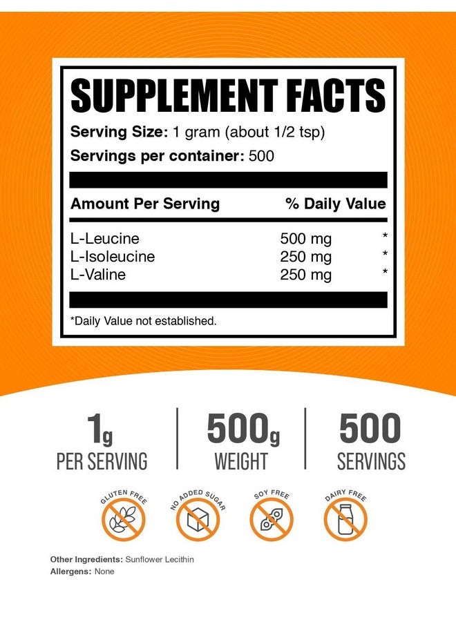 بالك سابلمنتس مسحوق BCAA 2:1:1 من BulkSupplements.com - أحماض أمينية متفرعة السلسلة، مكمل BCAA، مسحوق أحماض أمينية BCAA - بدون نكهة وخالي من الجلوتين، 1000 مجم لكل وجبة، 500 جرام (1.1 رطل) (عبوة من قطعة واحدة)  - Image 2