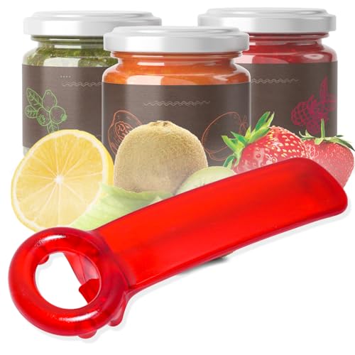 Haikole jar openers for seniors,Red jar opener for Elderly Children Women Weak Hands,Easy Grip bottle opener,Frosted Reds jar key,Plastic jar opener tool (1, Red) - Image 1
