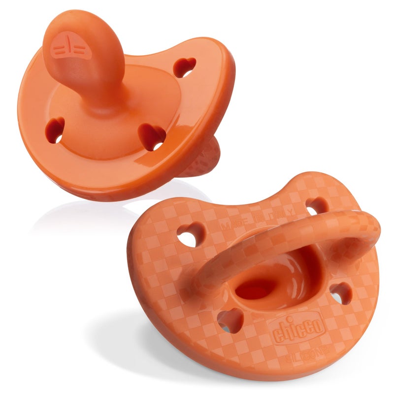 Chicco PhysioForma Luxe Orthodontic Pacifier, 16-24m | 100% Soft Silicone | Supports Breathing & Oral Development | Textured Shield & Handle | Includes Sterilizing Case | BPA Free | Terracotta, 2pk - Image 1