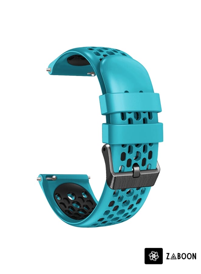Zaboon Watch Band For Honor Watch GS 3 22mm Two-Color Breathable Silicone (Skyblue+Black) - Image 2