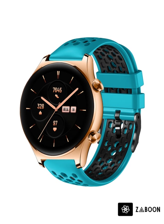 Zaboon Watch Band For Honor Watch GS 3 22mm Two-Color Breathable Silicone (Skyblue+Black) - Image 1
