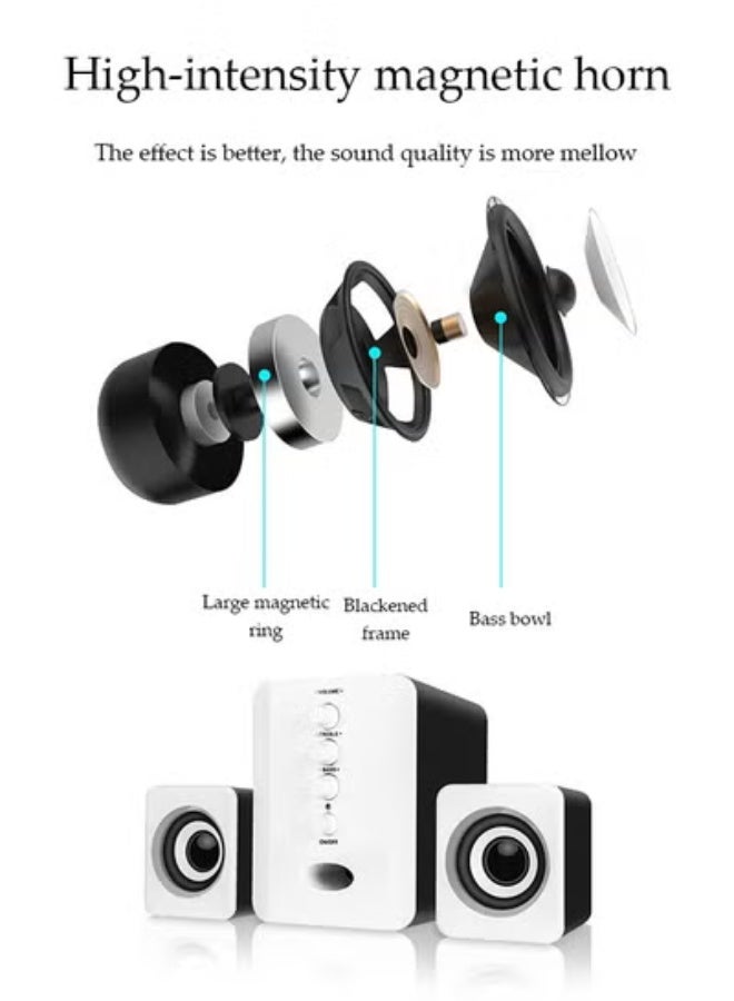 DUNISO 3-Pieces Set Of USB Computer Speakers with Bass Boost，For Laptop/Desktop Computer - Image 2