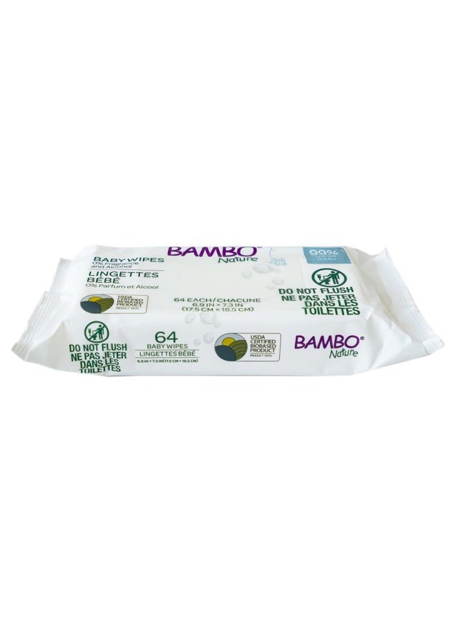 BAMBO NATURE USDA Certified Biobased Baby Wipes 64 Count - Image 2