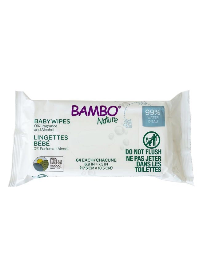 BAMBO NATURE USDA Certified Biobased Baby Wipes 64 Count - Image 1