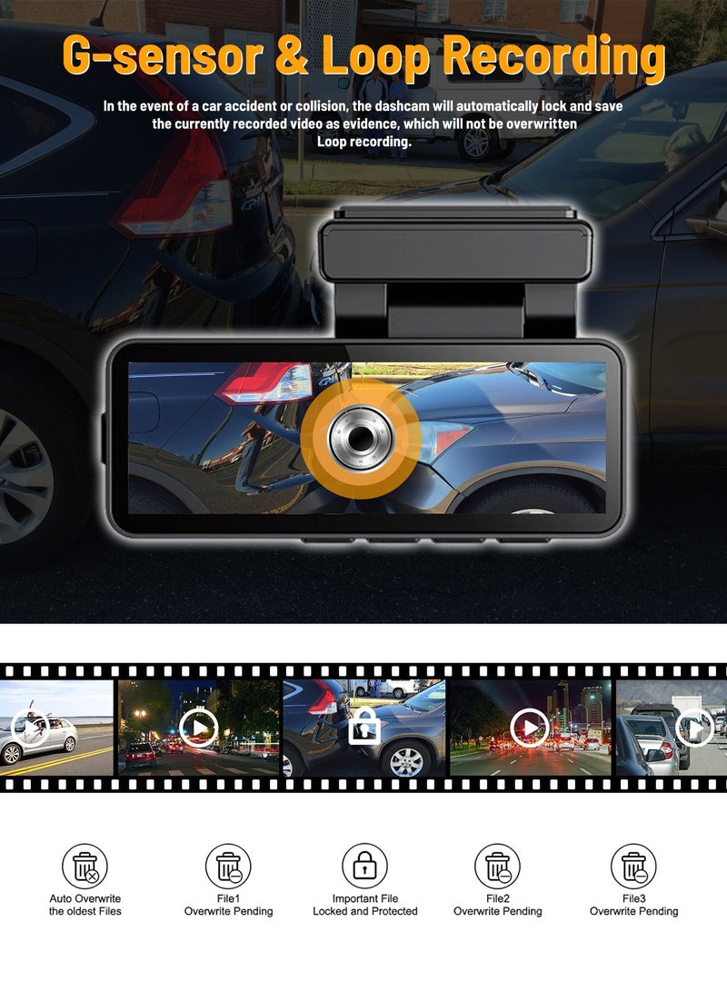 دانسينت كاميرا سيارة 4K Ultra HD 3.2 بوصة IPS 1080P كاميرا خلفية للسيارة للرؤية الليلية تحكم عبر تطبيق Wi-Fi مراقبة 24 ساعة مسجل فيديو - Image 3