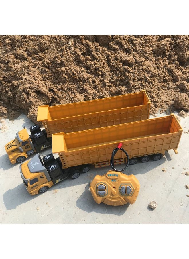 Generic Wireless Remote Control Semi-truck Engineering Vehicle Heavy Transport Truck Large Tractor Trailer Self-dumping Boys Model Toy-Color:QH844A-2D Flat Dump Truck 1 Lithium Battery 1 Charging Line-Proportion:Package 2: 2 Lithium Battery 1 Charging Line  - Image 2