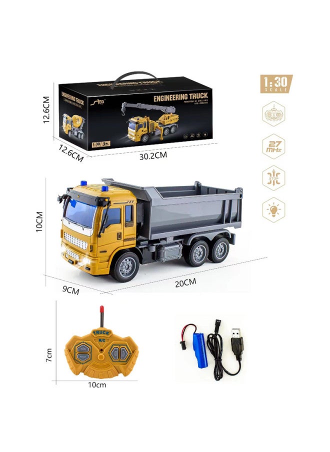 Generic Wireless Remote Control Semi-truck Engineering Vehicle Heavy Transport Truck Large Tractor Trailer Self-dumping Boys Model Toy-Color:QH844A-2D Flat Dump Truck 1 Lithium Battery 1 Charging Line-Proportion:Package 2: 2 Lithium Battery 1 Charging Line  - Image 1