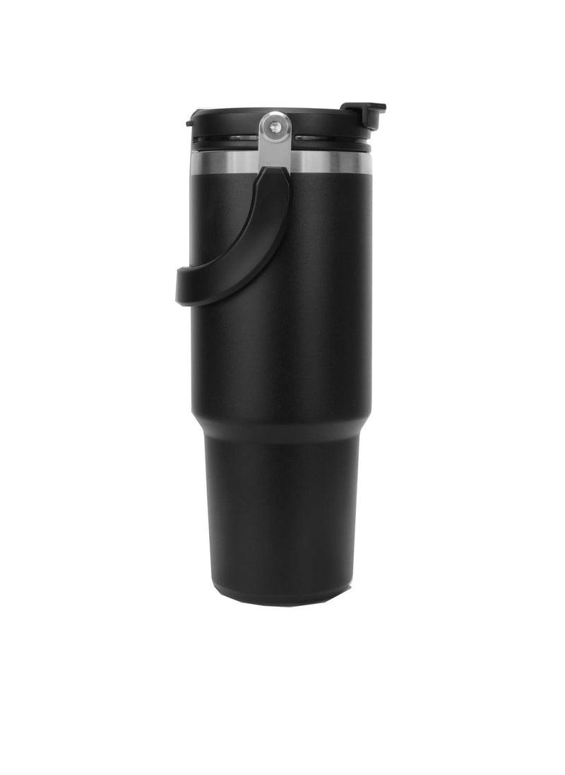 Generic Tumbler with Handle and Straw Lid, 30 oz Insulated Stainless Steel Double Walled Vacuum Water Bottle for Office, Home, Sport or Car, Travel Mug for Hot and Cold, Black - Image 1