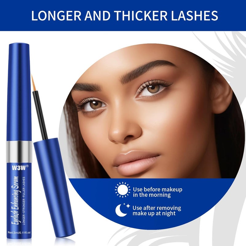 W3W سيروم نمو الرموش لزيادة الكثافة وتقوية الرموش الصحية 10 مستخلصات نباتية لرموش أطول مناسب لمن لديهم عيون حساسة 3 مل - Image 3