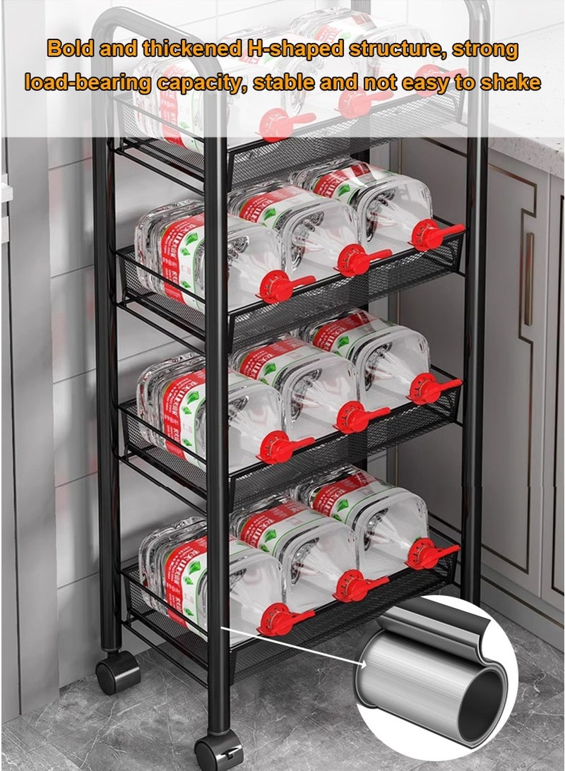 TAPIT 5-Tier Metal Mobile Storage Shelves - Rolling Utility Cart for Kitchen, Living Room & Bathroom, Multi-Layer Wire Basket Organizer for Vegetables, Fruits & Kitchenware, Small Space Rolling Shelf with Wheels (Black) - Image 5