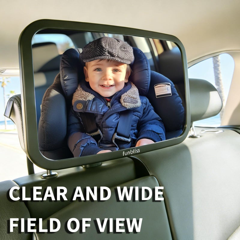 Funbliss Baby Car Mirror for Rear Facing Seat,360Â° Rotation, Safety Certified Shatterproof Acrylic Glass, Clear Wide View,Infant Mirror for Car Seat Rear Facing - Image 3