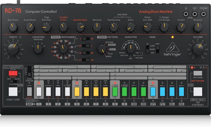 Behringer RD-78 Classic Analogue Drum Machine with 15 Drum Sounds and 34 Rhythm Presets - Image 1