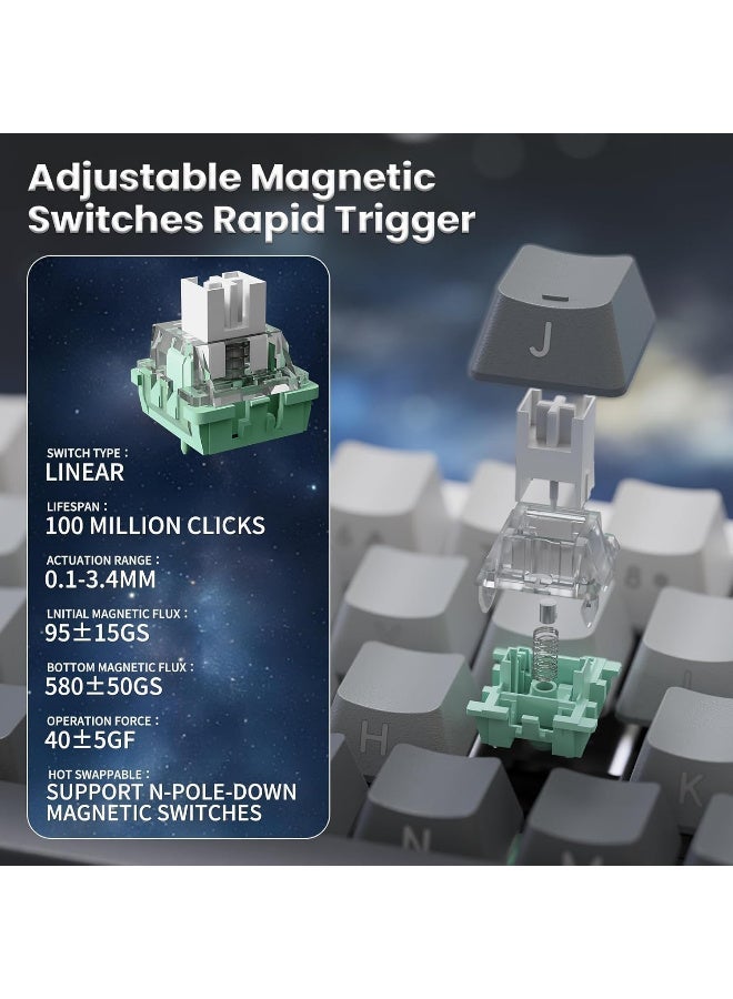 هجوم القرش ATTACK SHARK X68PRO HE Wireless Rapid Trigger Keyboard Magnetic Switch 60% Tri-Mode Wireless 8KHz Magnetic Keyboard With 0.01mm RT Accuracy, Support RT/Snap Tap/DKS/MT/TGL - Gradient Black - Image 3