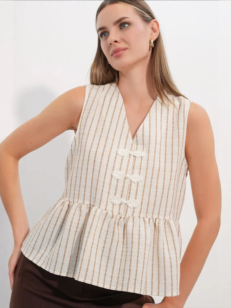 BDART Women's Striped V-Neck Blouse