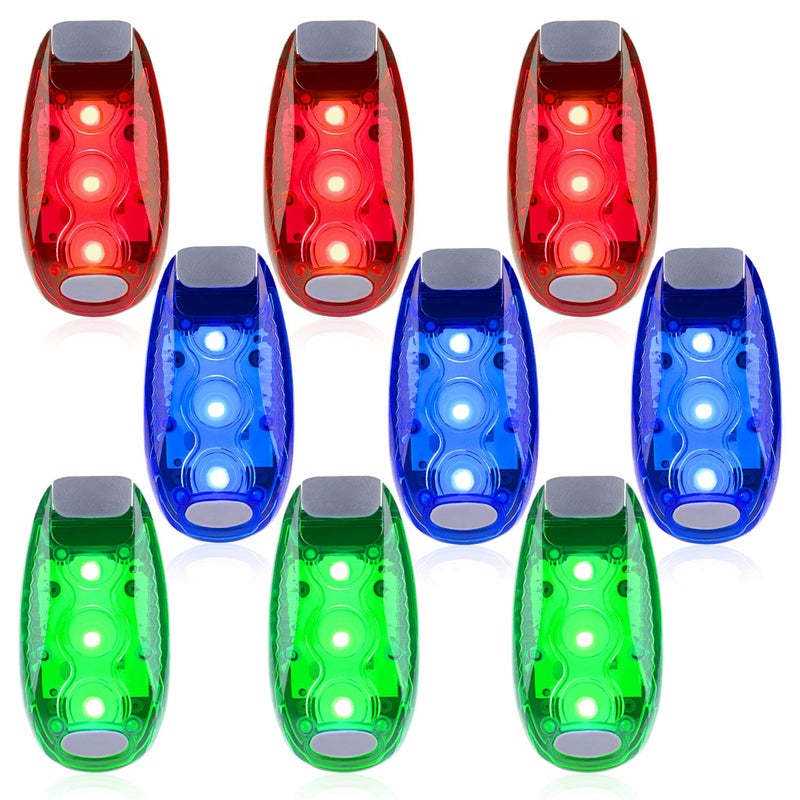 Awpeye 9 Pack Led Safety Light, Safety Light, High Visibility Strobe Running Lights Used for Bicycle, Walking Etc. Clip-On Running Lights Clip to Clothes Strap to Wrist, Bike Or Anywhere(Red/Blue/Green) - Image 1