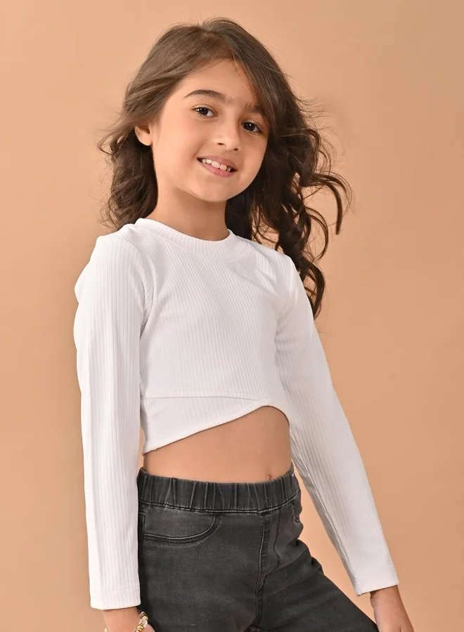 LILPICKS White Full Sleeve Top for Girls