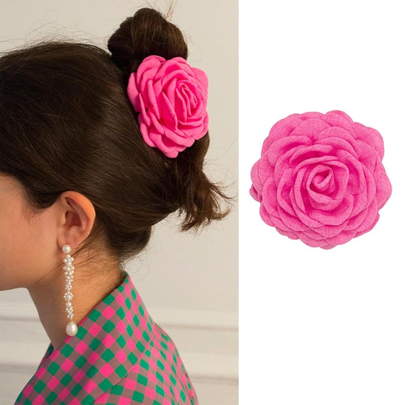 Ayesha Ayesha Rose Flower Claws Clips for Women Fabric Silk Flower Hair Clips Hair Accessories for Beach Holiday Women Girls Bridal Wedding 1pcs