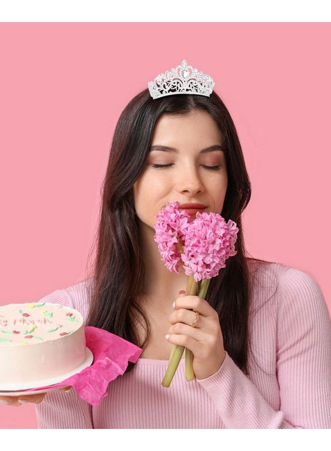 ويكو تاج فضي صغير من Wecoe، باقات زهور، إكسسوارات، تاج صغير، تاج أميرة لأعياد الميلاد، زينة الكعك، إكسسوارات شعر الزفاف، زينة هدايا - Image 2