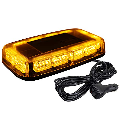 ASPL Upgraded 5 48LED Roof Top Strobe Lights High Visibility Emergency Safety Warning LED Mini Strobe Light bar with Magnetic Base for 1224V Snow Plow Trucks Construction Vehicles Amber