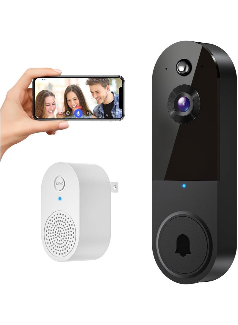 1080P wireless visual doorbell camera, night vision, intelligent AI detection, two-way audio, 2.4GHz Wi-Fi support, including ringtone, battery powered - Image 1