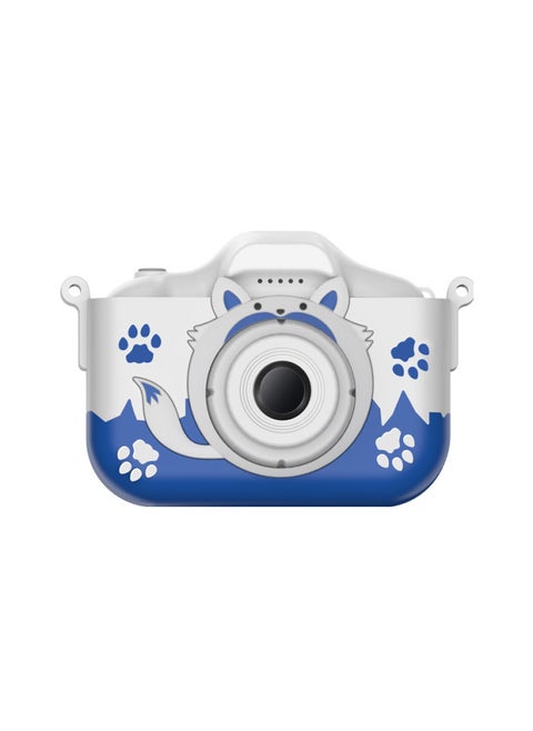 Children's Digital Small SLR Camera Front And Back HD Double-camera Cartoon Mini Camera-Color:X5S Fox Blue