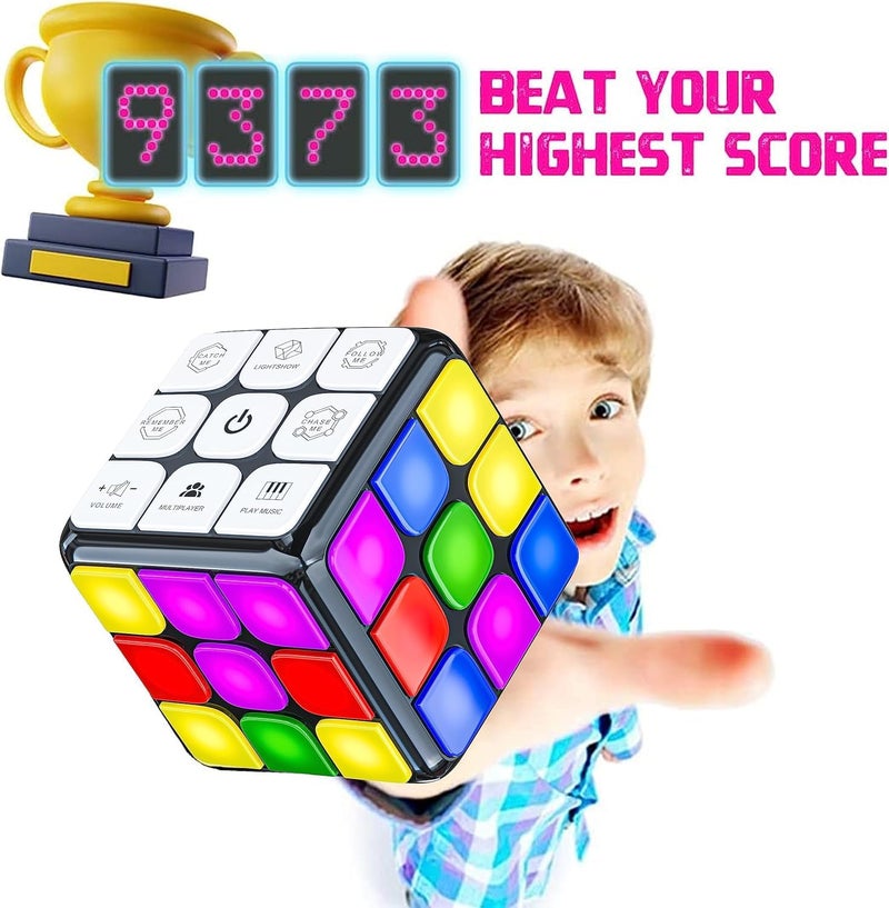 Skywin Light Up Rubix Cube, Puzzle STEM Game Cube for Kids - 7 Modes Interactive Toy for Fun & Skill Development, Christmas Easter Birthday Gifts for Boys & Girls, Toy Gift Idea for Kids Teens (Black) - Image 2